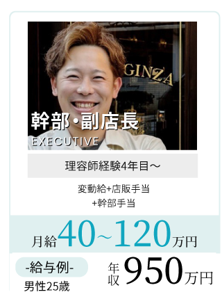 理容師副店長給与例
