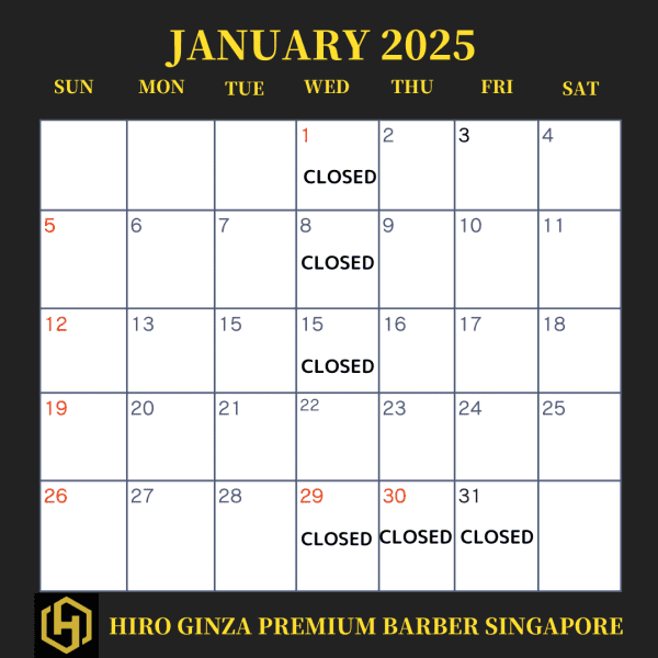 Notice from HIRO GINZA PREMIUM BARBER Singapore＜Japanese barber shop in Singapore＞