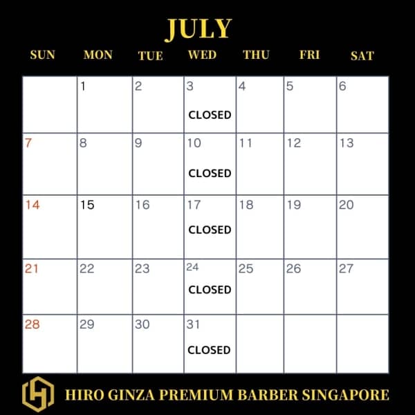 Notice from HIRO GINZA PREMIUM BARBER Singapore＜Japanese barber shop in Singapore＞