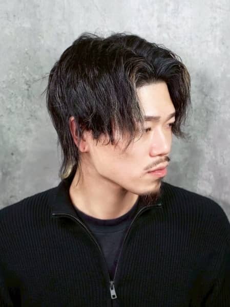自然層次的男生中分狼尾燙髮
