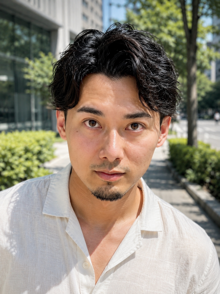 大人の色気と清潔感◎アップバングパーマ