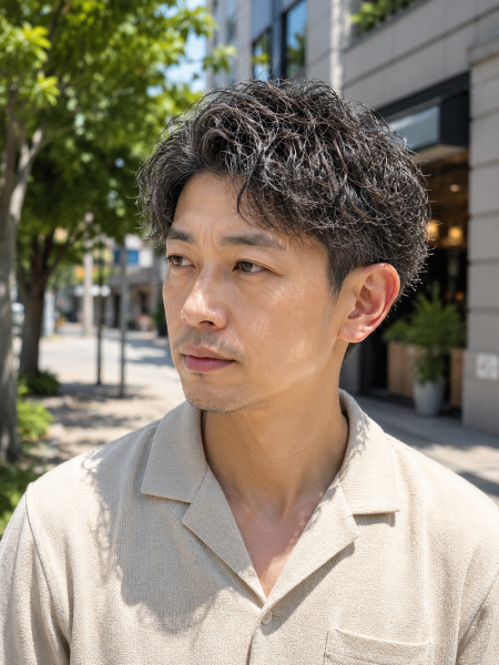 大人の色気と清潔感。立体感ニュアンスパーマ