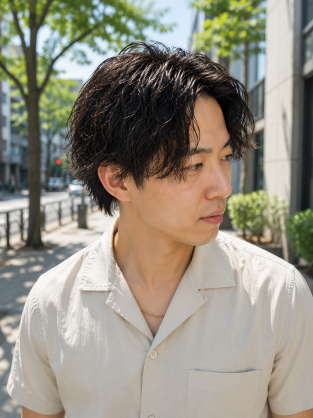 大人の色気◎センターパート×ニュアンスパーマ