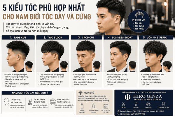 5 kiểu tóc phù hợp nhất cho nam giới có mái tóc dày và cứng